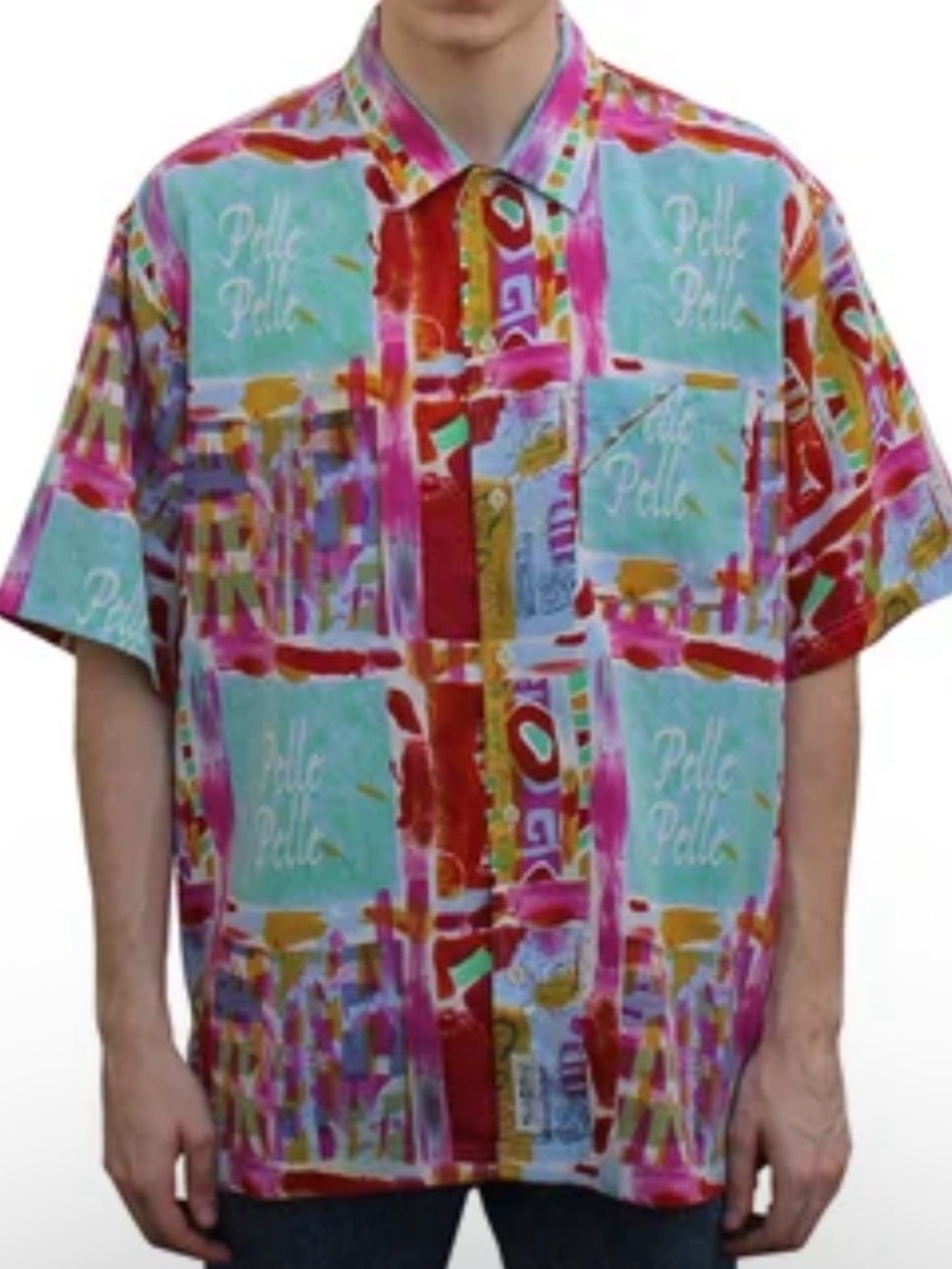 Pelle Pelle Graphic Button Up Shirt XXL Multicolor Y2K Streetwear